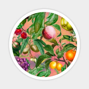 Floral paradise,Trendy tropical floral leaves and fruits, tropical pattern, botanical illustration, tropical plants, rose blush pink floral illustration Magnet